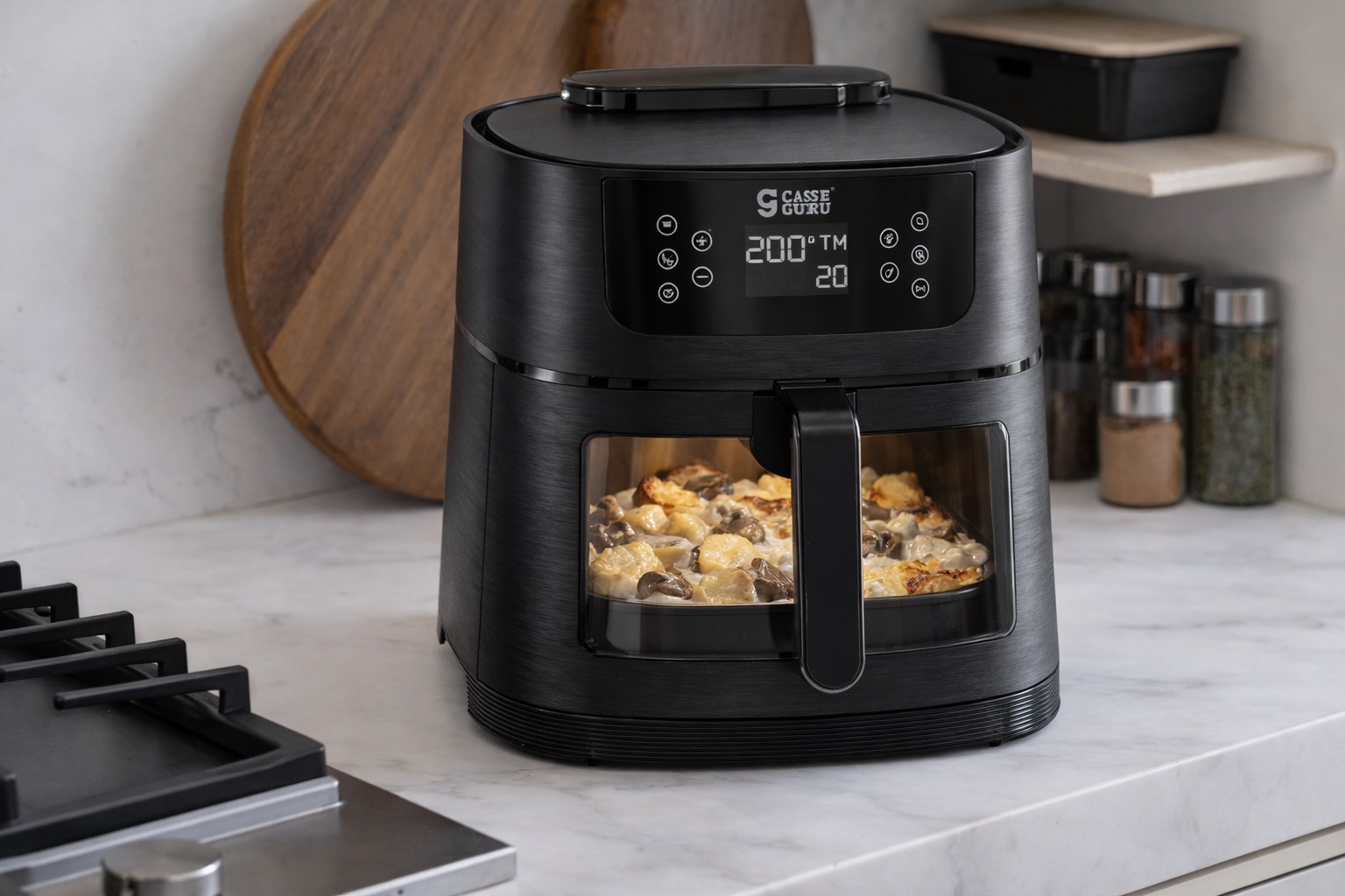 Картофель с грибами в сметанном соусе в аэрогриле